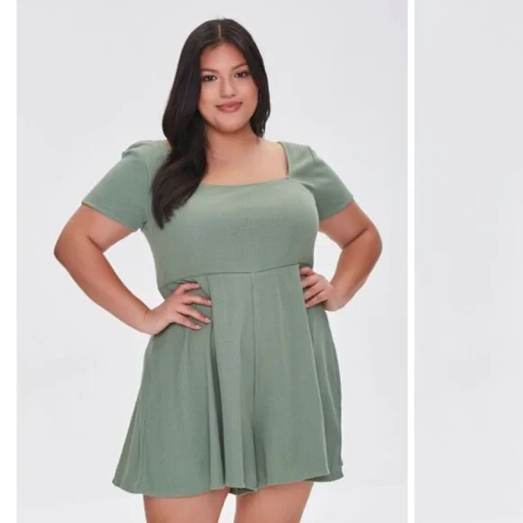 Forever 21+ Plus Size Square Neck Romper - Picture 1 of 8
